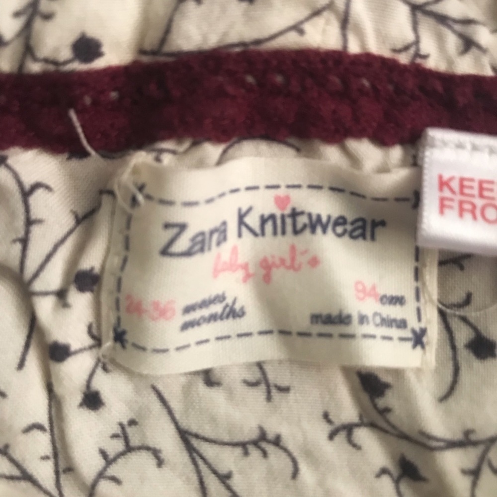 Zara Toddler maroon and print cardigan sweater jacket - Picture 3 of 4